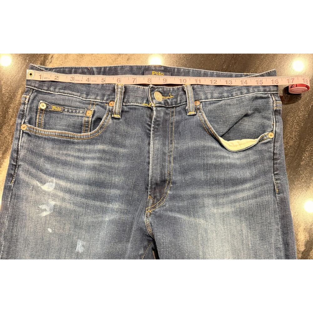 Polo Ralph Lauren Sullivan Slim Jeans Mens 32x32 Stretch Medium Wash Whiskered - Picture 5 of 9